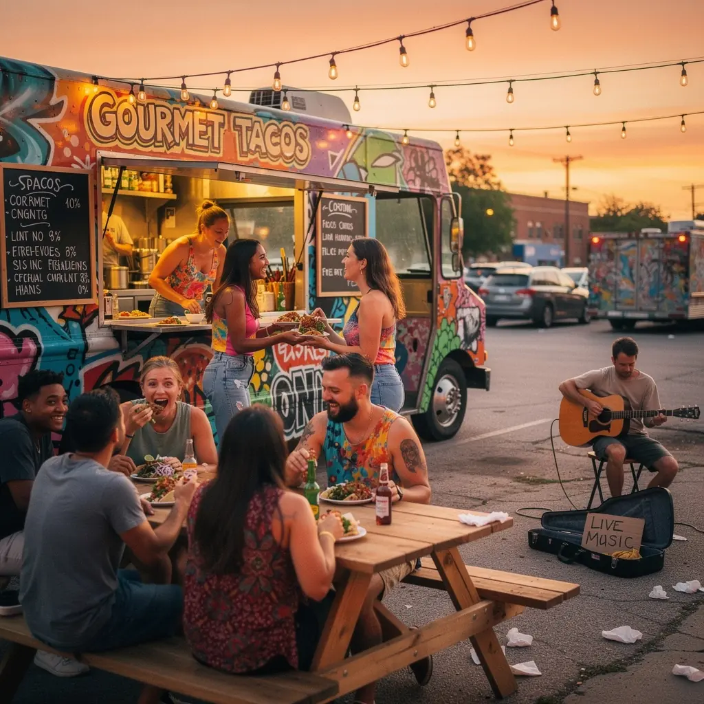 Продавец, обслуживающий клиентов с улыбкой на лицах на оживленном рынке.